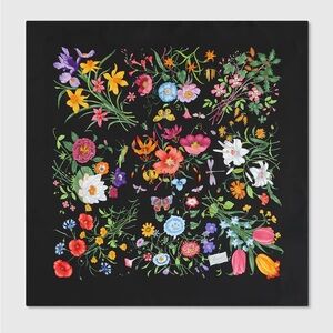 Gucci Flora silk twill carré Floral Black Scarf